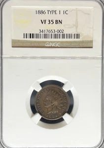 1866 T1 Indian Cent VF35BN NGC (#PA3417653002) - Picture 1 of 2