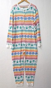 Old Navy One Piece Thermal Pajamas Fair Isle Lounge Sleep Christmas Size XL - Picture 1 of 6