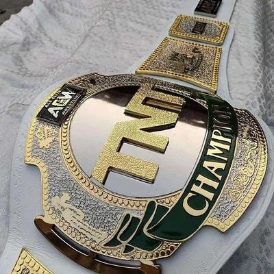 Реплика ремня AEW TNT Premium Championship — 2 мм латунь — натуральная кожа — размер для взрослых - Изображение 1 из 4