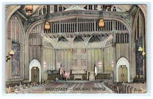 Vintage Chicago Temple Sanctuary Postkarte Curteich Lithographie 1946 - Bild 1 von 2