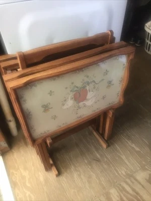 Juego de Mesa Bandeja TV Plegable Madera Vintage Gansos Mermelada Foto 1 de 4