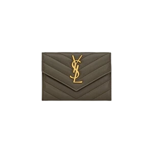 Saint Laurent Cassandre Matelasse Small Envelope Wallet In Lambskin Light Musk - Picture 1 of 2