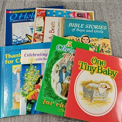Christmas Plays Coloring Picture 7 Book Lot Christian Family Advent Baby Jesus Foto 1 de 4