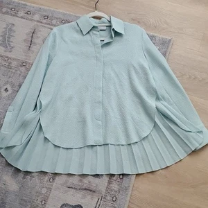 Biesen Plissee Top Adele Sea Glass blau Button Down Shirt Gr.XS - Bild 1 von 9
