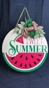 Appendiabiti da porta 19 pollici personalizzato "Sweet Summer" con anguria, bianco, sigillato - Foto 1 di 2