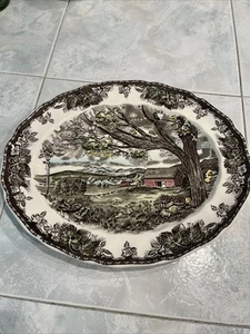 The Friendly Village Johnson Bros. Farm Barn Platter 13.5”x11” Beautiful - Picture 1 of 9