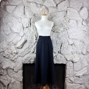 Falda Ralph Lauren Etiqueta Azul c. Años 80 Cachemira Línea A Grafito Espiga | 10 - Imagen 1 de 5