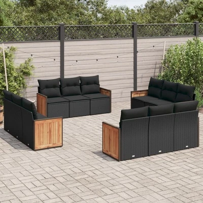 Vidaxl Gartenmöbel Sofa Garnitur Gartengarnitur Garten Sitzgruppe 12tlg. Schwarz - Bild 1 von 4