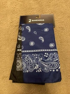 Nuevo 2 Bandanas Bufandas Cuello Azul y Negro Cubrimientos Faciales Máscaras Poliéster - Imagen 1 de 4