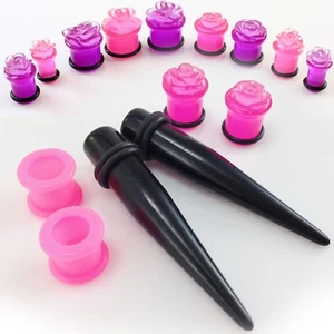 6 piezas Estirantes para orejas Tapones para rosa con túneles de silicona 4G 2G 0G 00G 1/2" - Imagen 1 de 3