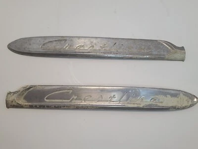 Винтажная пара 1953 FORD Crestline автомобиля крыло копье отделки эмблемы слева и справа - Изображение 1 из 4