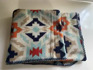 Aztec Print Acrylic Blanket 48" x 60" Blue Gay Orange Lightweight - Picture 1 of 9