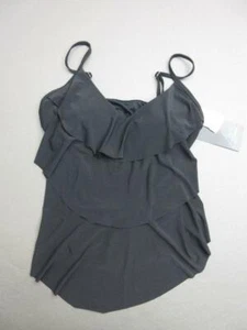 NWT AUQA GREEN SIZE M WOMENS BLACK PADDED WIRELESS TANKINI TOP 2L - Picture 1 of 6