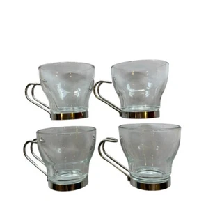 Set di 4 Tazze Caffè Bicchiere Espresso Bormioli Rocco Italia 3,5 oz Manici in Acciaio - Foto 1 di 3