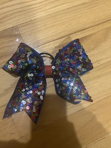 Cheer Bow Sequin Blue And Red Sparkle Multicolor Cheerleading - Picture 1 of 1