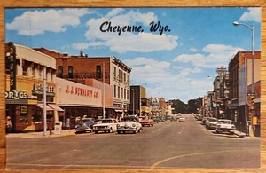 17th Street Cheyenne Wyoming WY Postkarte 1950er Jahre edle Postkarten unbenutzt - Bild 1 von 1