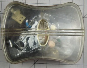 Vintage Sewing Machine Attachment/Parts in Brown/Clear Plastic Case - Picture 1 of 2