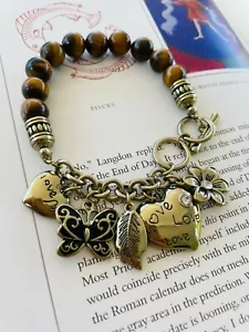 Handmade Natural Tigers Eye Healing Bracelet Charms Sacral Chakra - Picture 1 of 6