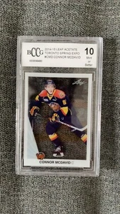 CONNOR MCDAVID LEAF ACETATE SPRING EXPO PRE ROOKIE GRADED BCCG 10 GEM MINT POP - Picture 1 of 2