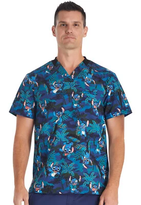 Lilo and Stitch Cherokee Scrubs Tooniforms Disney Mens V Neck Top TF730 LHNG - Image 1 of 4