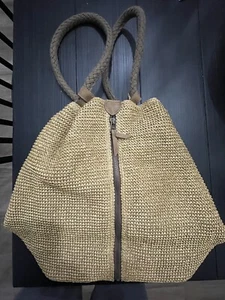 DKNY Donna Karan New York Vintage Drawstring Woven Tan Backpack - Picture 1 of 8