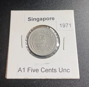 1971 SINGAPORE A1 5 Cents COIN-Free Ship #170 - Picture 1 of 2