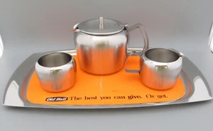 Old Hall Stirling 4 Piece Tea Set Tray & Advertising Card Two Tone Robert Welch - Picture 1 of 17