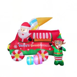 Christmas Decoration Inflatable 300cm High Santa Riding Mini Van LED Lit Outdoor - Picture 1 of 1