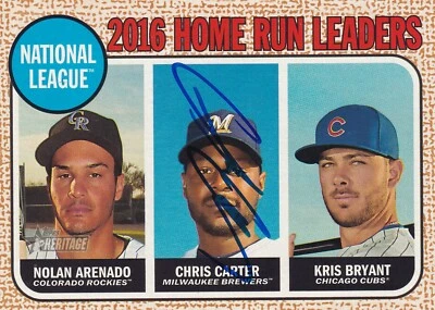 Tarjeta Topps Heritage 2017 firmada por Chris Carter #5 Houston Astros Yankees Foto 1 de 4