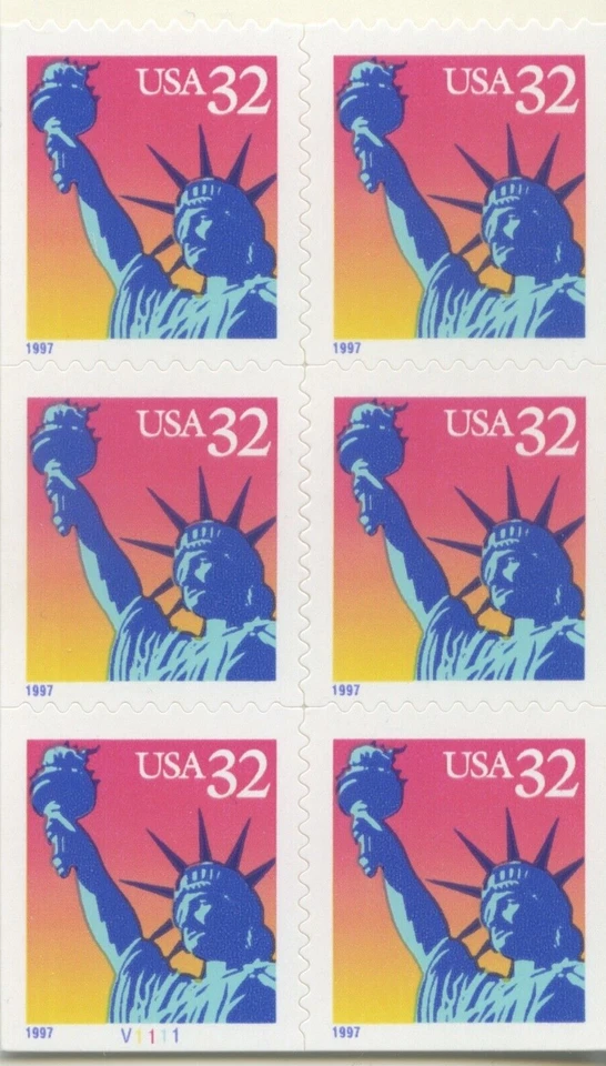 #3122-BK260  Bottom Pane of 6 with Pl#V1111 from Booklet Pane of 30 Perf. 11 MNH - Image 1 of 1