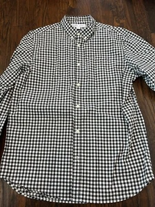 OLD NAVY Men's Long Sleeve Black & White Checked Button Down Shirt, LT Stretch - Picture 1 of 3