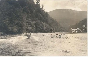 RPPC PHOTO POSTCARD 1936 of ROGUE RIVER at GOLD BEACH in AGNESS, OREGON - Picture 1 of 1