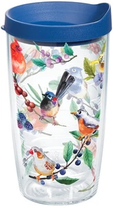 Watercolor Songbirds Made in USA Double Walled Insulated Tumbler Cup Keeps Dr... - Picture 1 of 9
