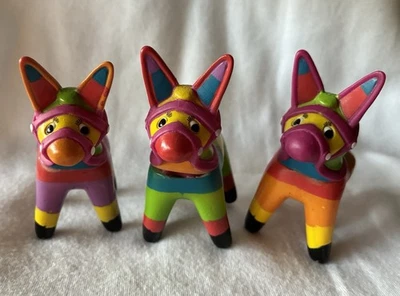 Colorful Fiesta Party Pinata Figures Donkey Set of 3 Decorate For Birthday Party - Image 1 of 4