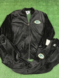 Starter Green Bay Packers Velour Trainingsanzug schwarz Samt Gr. Large Top & Hose - Bild 1 von 11