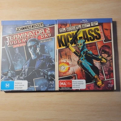 2x Comic Book Cover Blu-rays (VGC) Region Free Terminator 2 1991 - Kick-Ass 2010 - Image 1 of 4