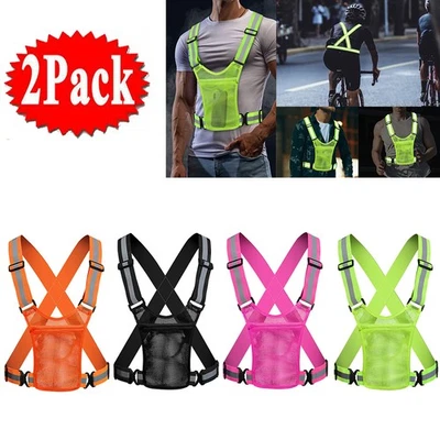 2Pack Safety Vest Adjustable Reflective Belt Stripe Night Running Jogging Bike ~ - Image 1 of 4