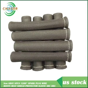 New GRAY 8PCS 1200° PLUG WIRE BOOTS HEAT SHIELD PROTECTOR SLEEVE SBC BBC - Foto 1 di 6