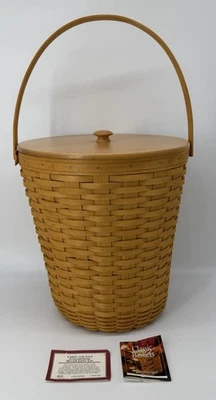 Cesta de basura Longaberger 1999 Hostess Bankers con tapa y forro Foto 1 de 4