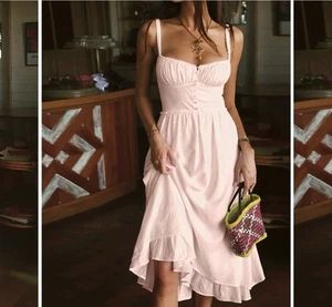 NUOVO Commense rosa senza maniche corsetto camicia bustier prendisole maxi abito M nuovo con etichette - Foto 1 di 7