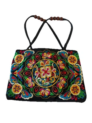 Batik purse black with embroidery. Handmade In The Philippines ￼ - Image 1 of 4