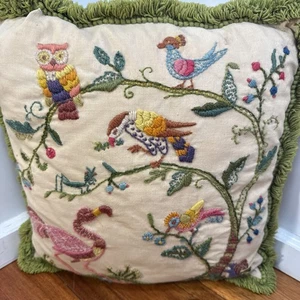Vintage Crewel Vogel Kissen Stickerei Selten Retro Grannycore Granny Chic - Bild 1 von 11
