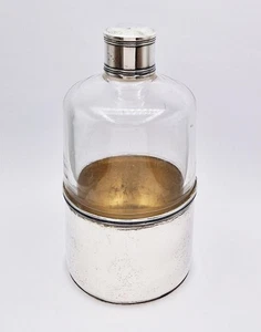 GEORGE IV PLATA ESTERLINA MONTADO VIDRIO FRASCO DE CAZA / BOTELLA Londres 1822 - Imagen 1 de 10