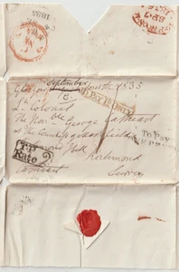 1835 GLASGOW WRAPPER TO HON G CATHCART AT RICHMOND 2 DIFF 'TO PAY ONE PENNY ' - Picture 1 of 1
