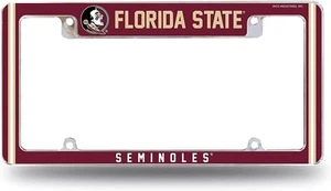 Florida State University Seminoles Metal License Plate Frame Chrome Tag Cover... - Picture 1 of 5