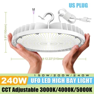 240W UFO LED High Bay Light Plug & Play 4500K/5000K/5700K for Warehouse Stadium - Picture 1 of 16