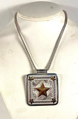Montana Silversmiths Roped Star Pendant Necklace Silver & Gold Electroplated - Image 1 of 4