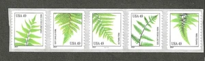 #4848-52 49c FERNS COIL STRIP/5 w/PL#C1111 & COUNT # - Picture 1 of 2