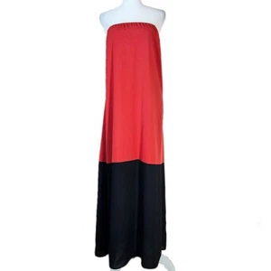 LOFT Strapless Colorblock Maxi Dress Women's LP Artsy Minimalist Flowy Statement - Picture 1 of 7