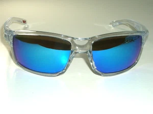 OAKLEY GIBSTON BLUE MIRRORED OLIVE GRAY TONE LENS SPORT WRAPS SUNGLASSES w/CASE - Picture 1 of 9